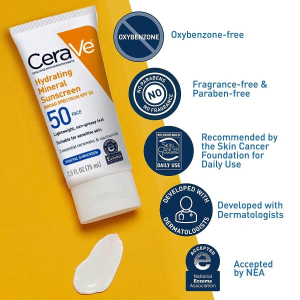 CeraVe Hydrating Mineral Sunscreen SPF 50-Broad Spectrum