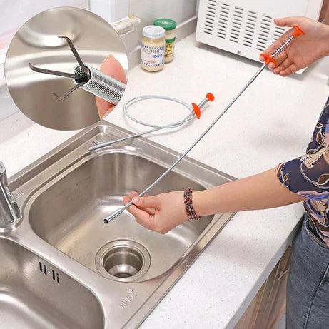 Drain Clog Remover Stick & Spring Pipe Dredging Remover Tool (3 FEET LONG)