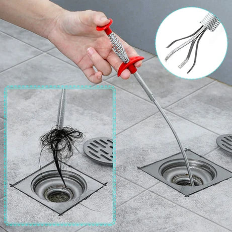 Drain Clog Remover Stick & Spring Pipe Dredging Remover Tool (3 FEET LONG)