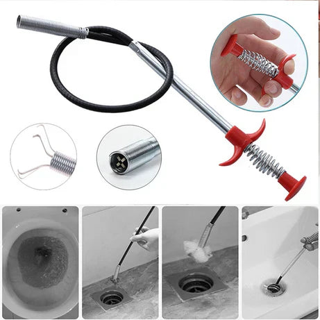 Drain Clog Remover Stick & Spring Pipe Dredging Remover Tool (3 FEET LONG)