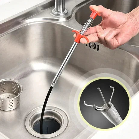 Drain Clog Remover Stick & Spring Pipe Dredging Remover Tool (3 FEET LONG)